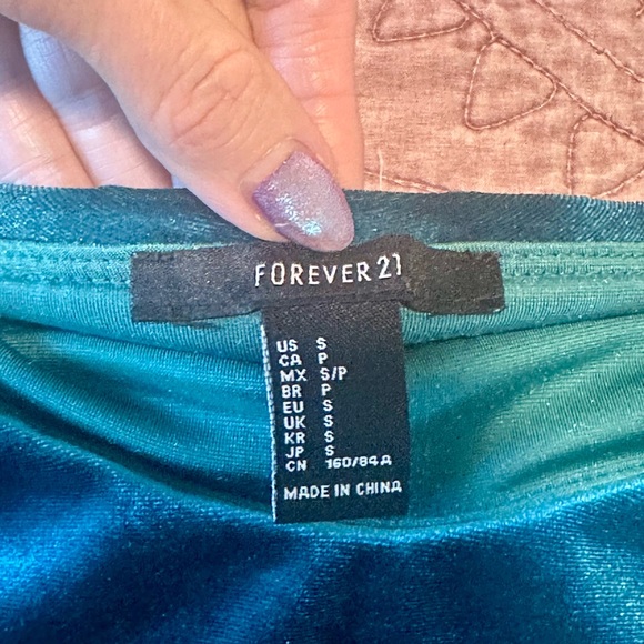 Forever 21 small teal velour dress - Picture 10 of 15